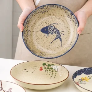 Assiette peinte à la main, style japonais traditionnel