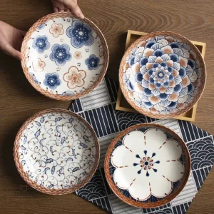 Assiette japonaise rétro en céramique élégante