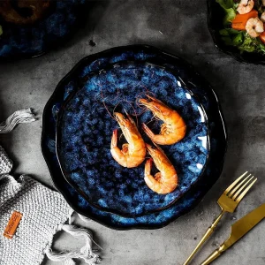 Assiette japonaise rétro créative en céramique élégante