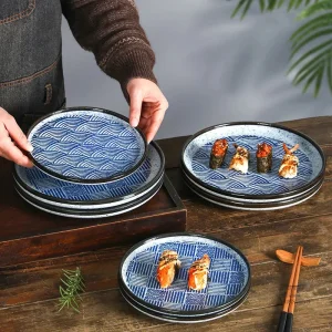 Assiette japonaise vague en céramique élégante