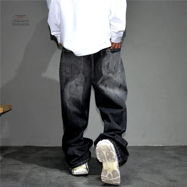 Baggy homme au look japonais, effet délavé