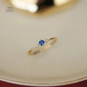 Bague Japonaise en Zircon Bleu
