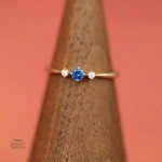 Bague en Zircon Bleu, style japonais raffiné