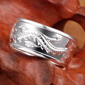 Bague dragon japonais en métal design unique
