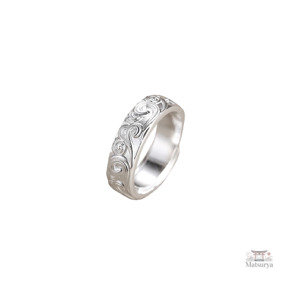 Bague avec motif de vague pour style masculin
