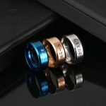 Bague en acier, design japonais, gravure personnalisée