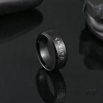 Bijoux en acier, bague japonaise, gravée