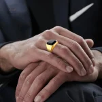 Bague noire en acier au style japonais