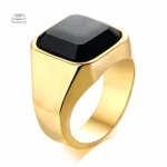 Bague carrée en acier, design minimaliste
