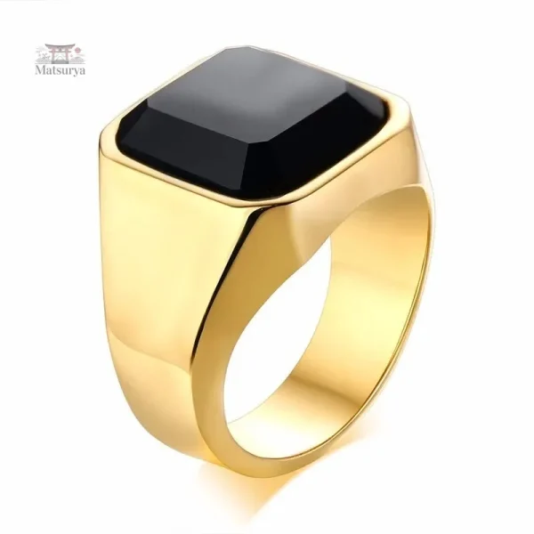 Bague carrée en acier, design minimaliste