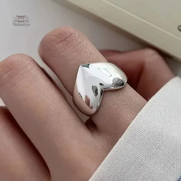 Bague Japonaise en Argent - Design Cœur Original