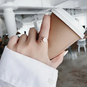Bague fleurie en cristal, style japonais