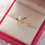 Bague fleur de cristal, touche d'élégance japonaise