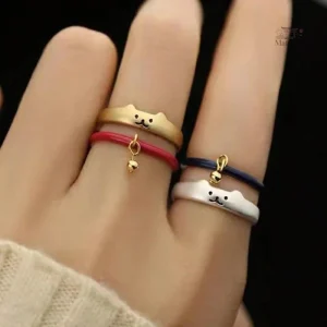 Accessoire kawaii chat en bague élégante