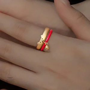Bague design japonais chat et cloche originale