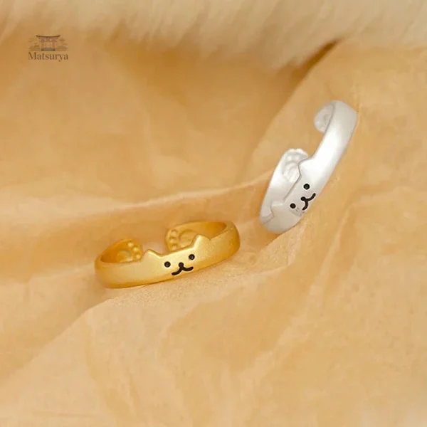 Bague japonaise mignonne avec charmant chat