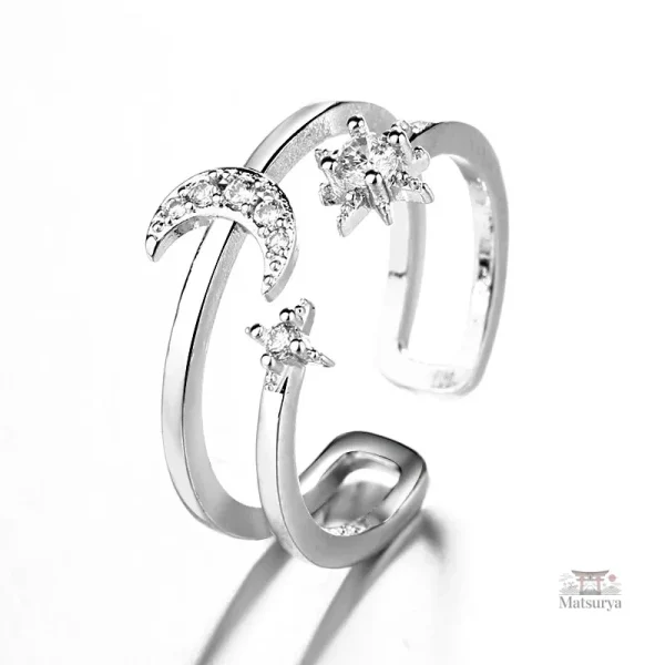 Bague Lune Étoile design japonais unique et charmant