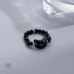 Bague Japonaise Obsidienne Petit chat