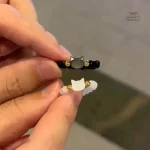 Bague élégante chat en obsidienne japonaise