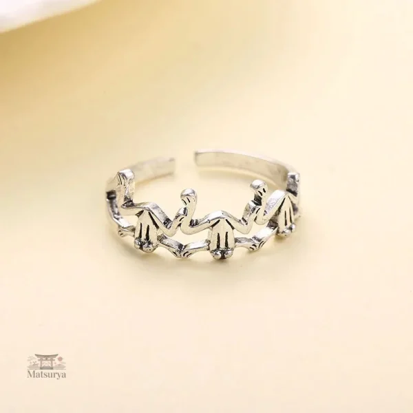 Bague vintage japonaise, motif grenouille en alliage