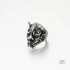 Bague japonaise avec motif de tête démon stylisé