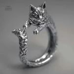 Bague Vintage Chat en Alliage Foncé