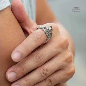Bague Japonaise en alliage avec motif de chat