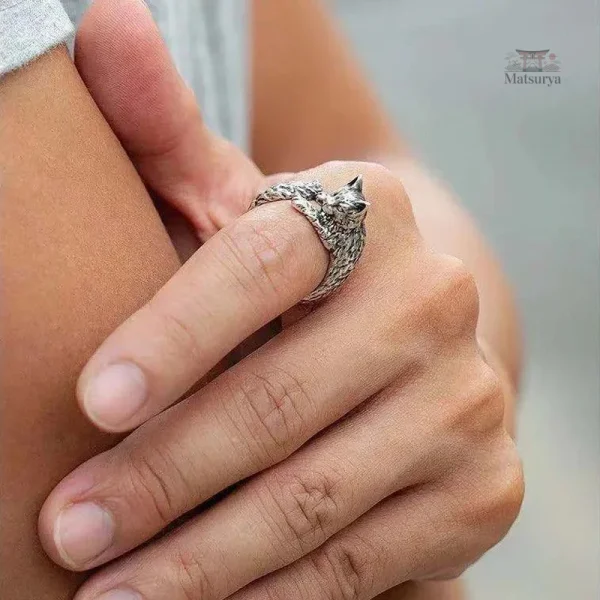 Bague Japonaise en alliage avec motif de chat