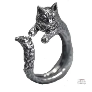 Bague originale chat, design vintage en alliage