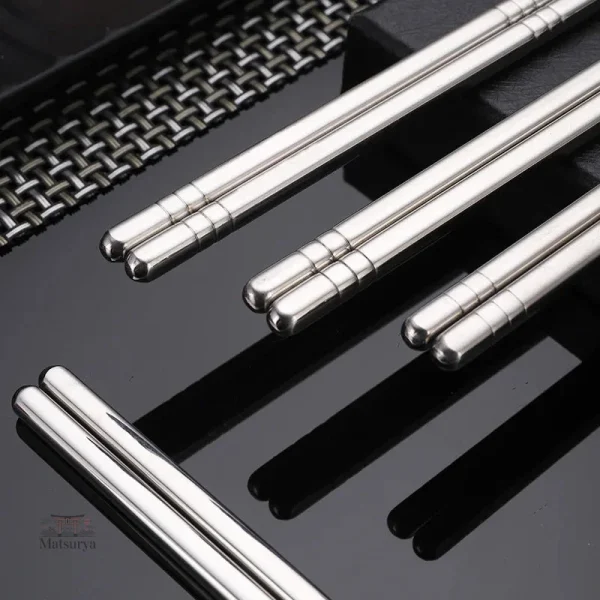 Set de baguettes japonaises en acier inoxydable