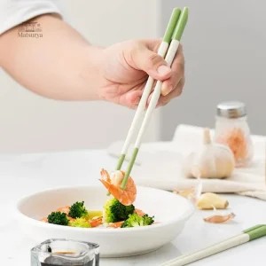 Baguettes Japonaises Antidérapantes Blanc et Vert