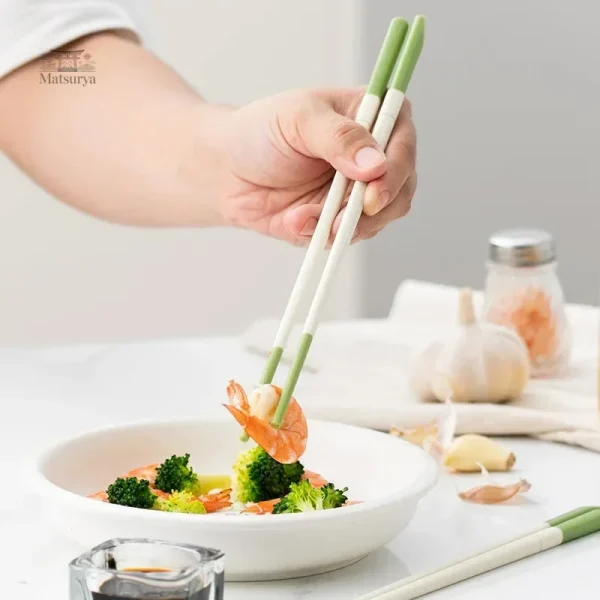 Baguettes Japonaises Antidérapantes Blanc et Vert