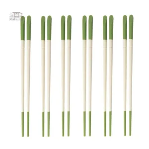 Baguettes Antidérapantes en Blanc et Vert pour Vaisselle Japonaise