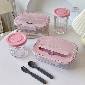 Boîte à déjeuner en verre avec compartiments