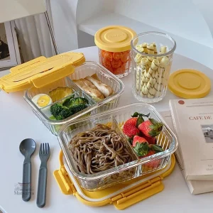 Conteneur bento en verre pour repas équilibrés