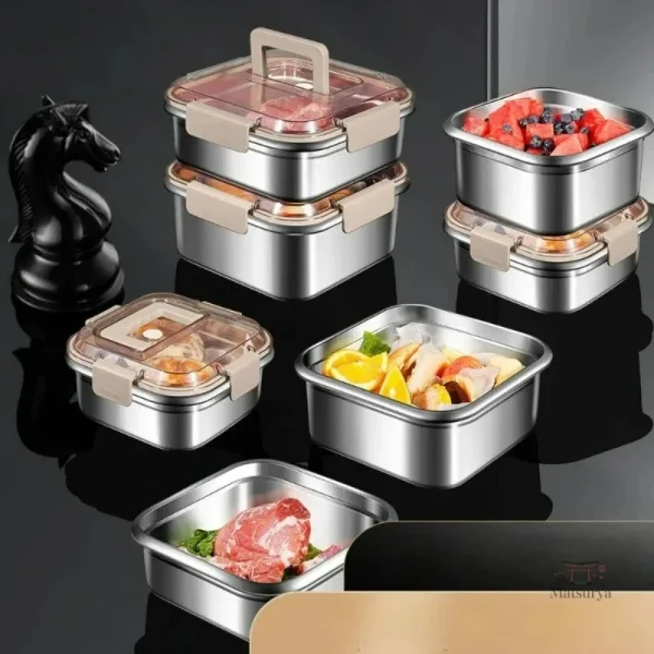 boite-a-lunch-carre-bento-en-inox-1 Boîte Bento carrée en inox pour repas équilibrés