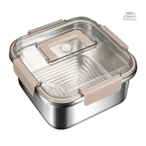 Lunch box en inox design carré, idéale pour le travail