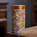 Rangement à Thé Japonais Orné de Fleurs Colorées