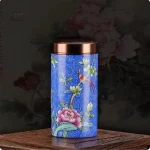Boîte à Thé en Bois avec Motifs Japonais