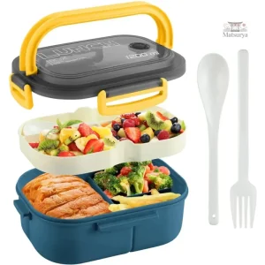 Boite bento pratique avec compartiments et couverts