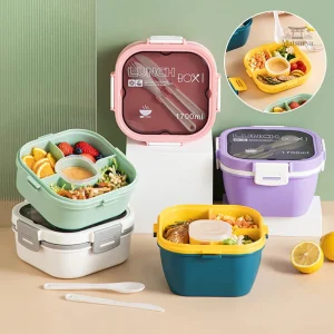 Boîte Bento Carrée Design pour repas équilibrés
