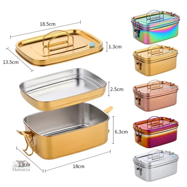 Boîte alimentaire inox colorée pour enfants et adultes