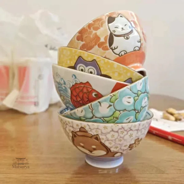 Bol chat japonais en céramique pour repas félins