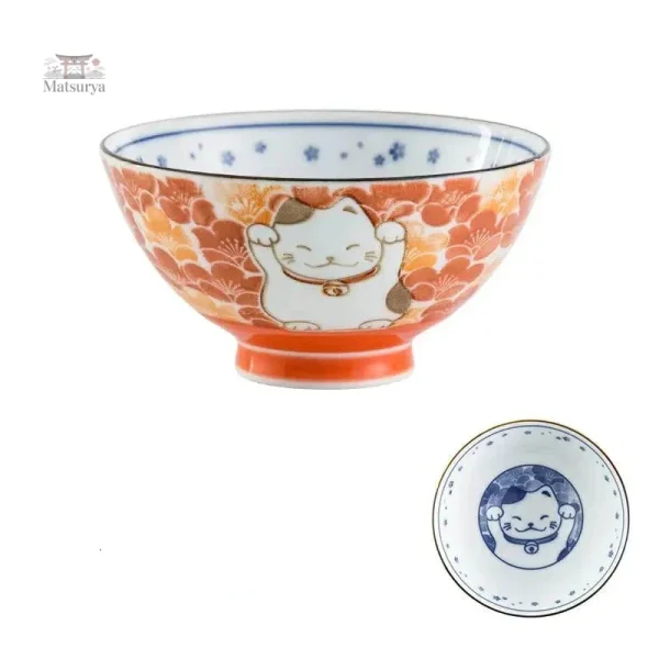 Bol japonais décoratif avec motif de chat