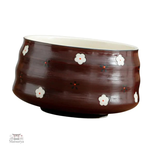 Bol en céramique japonaise avec fleurs colorées