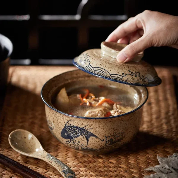 Bol japonais avec couvercle en céramique
