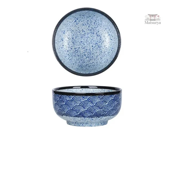Bol japonais en céramique, couleur bleu apaisante