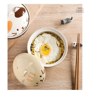 Bol en céramique inspiré du Japon avec chat