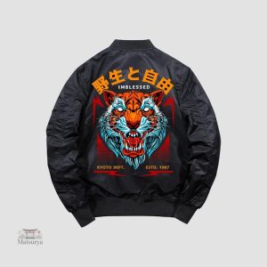 Bomber Japonais Tête de Tigre en style Sukajan