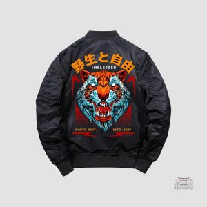 Veste bomber inspirée du Japon avec tigre